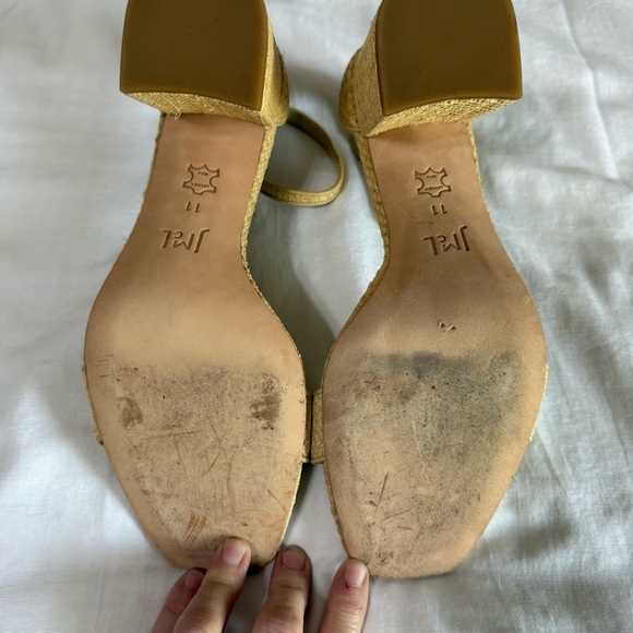 J.McLaughlin "Esme" Tan Raffia Block Heel Sandals Size 11 Classic Wedding Guest - Picture 6 of 7